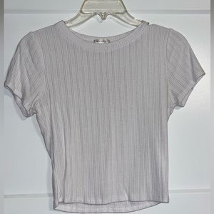 White Bozzolo Ribbed Crop | Size M